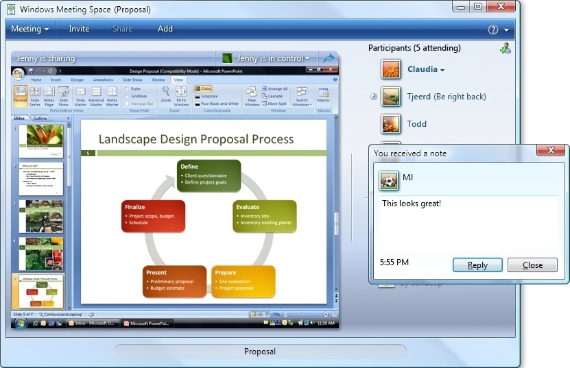 Windows Meeting Space Interface on Windows Vista (2006)